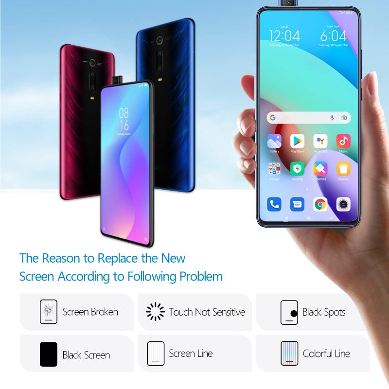 YWLRONG شاشة بديلة لجهاز Xiaomi Mi 9T / Mi 9T Pro / Redmi K20 / K20 Pro AMOLED مع مجموعة (أسود) - Image 2